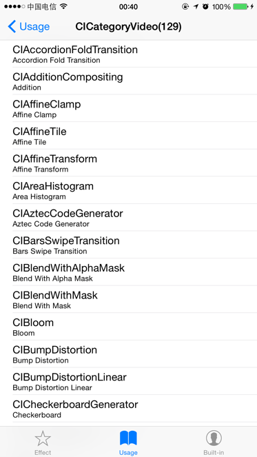 filters list